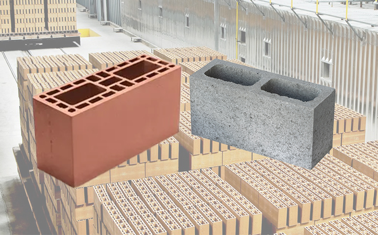 Fotos de bloco cerâmico e bloco de concreto